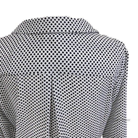 Como Vintage Black White Polk Dot Tunic Blouse S - Picture 4 of 12